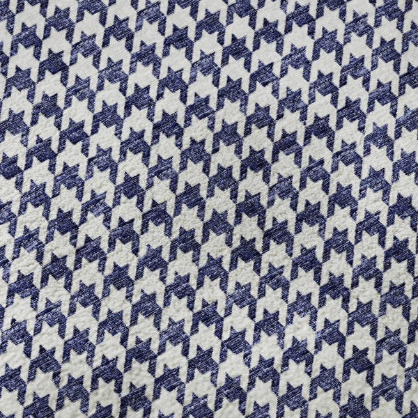 HomeRoots 8' Navy Blue Houndstooth Round Rug – Washable, UV Protected, Durable & Stylish for Any Space! 645160