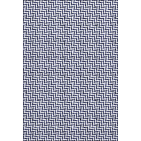 HomeRoots 9' X 12' Navy Blue Houndstooth Area Rug - Washable, UV Protected, Stylish & Durable for Homes 645162