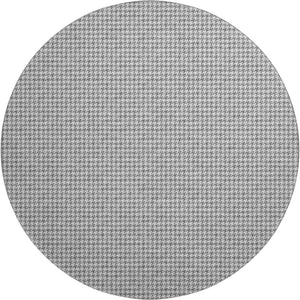 HomeRoots 8' Gray and Ivory Houndstooth Round Rug - Washable, UV-Protected, and Stain-Resistant for Durability 645166
