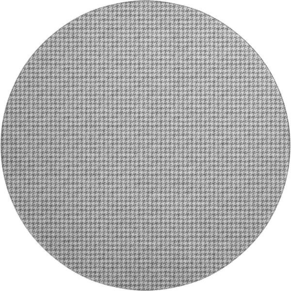 HomeRoots 8' Gray and Ivory Houndstooth Round Rug - Washable, UV-Protected, and Stain-Resistant for Durability 645166