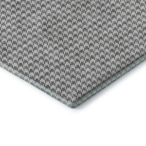HomeRoots 8' Gray and Ivory Houndstooth Round Rug - Washable, UV-Protected, and Stain-Resistant for Durability 645166