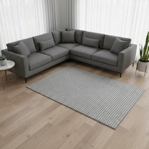 HomeRoots 8' X 10' Gray and Ivory Houndstooth Washable Area Rug - Stain Resistant & UV Protected for Durability 645167