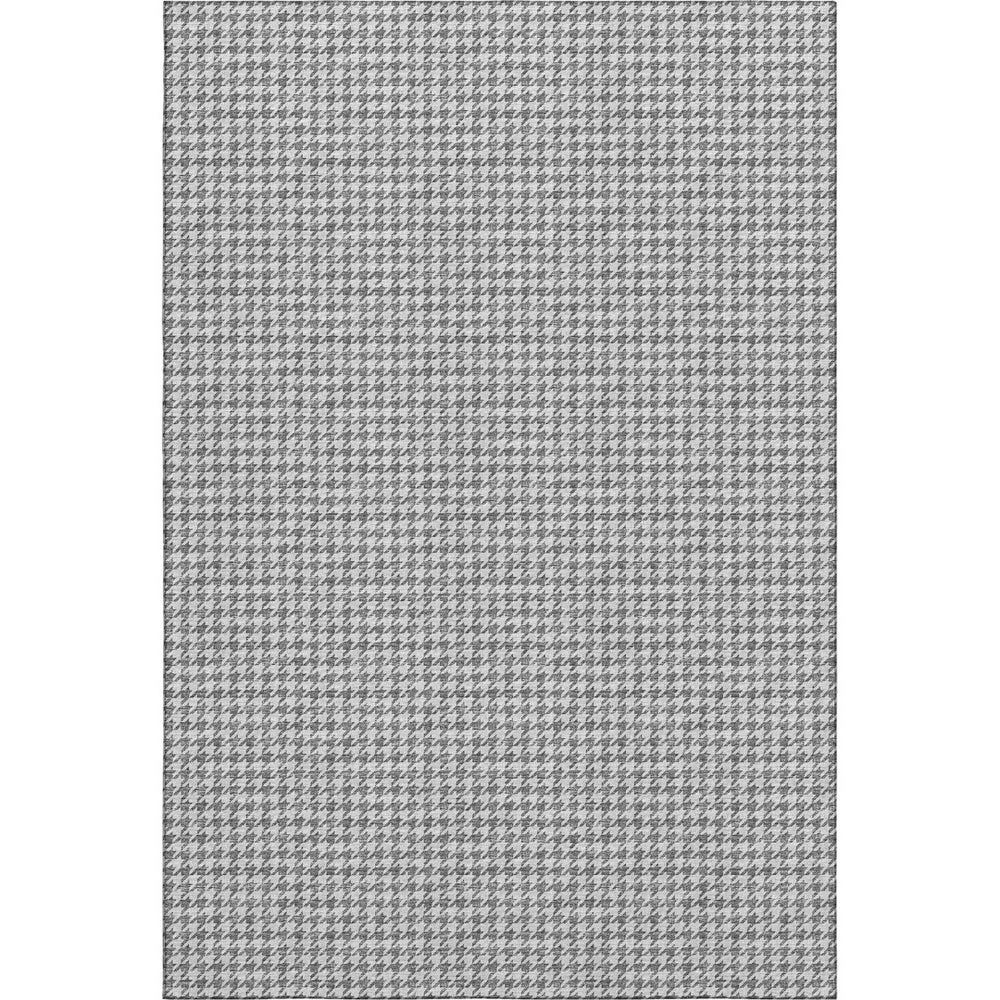 HomeRoots 9' X 12' Gray Houndstooth Area Rug - Washable, UV-Protected, Stain-Resistant for Family Homes 645168