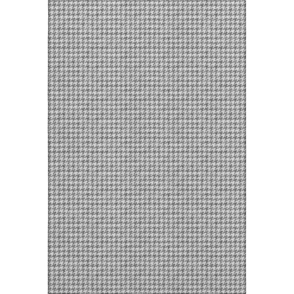 HomeRoots 9' X 12' Gray Houndstooth Area Rug - Washable, UV-Protected, Stain-Resistant for Family Homes 645168