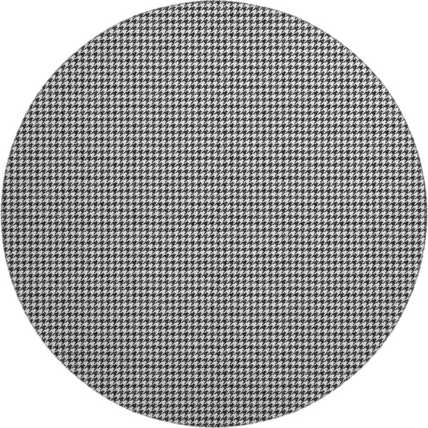HomeRoots 8' Black And White Houndstooth Round Rug - Washable, UV Protected, Durable for High-Traffic Areas 645172