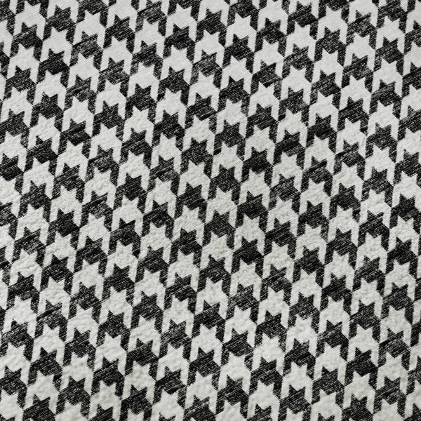 HomeRoots 9' X 12' Black And White Houndstooth Area Rug - Machine Washable, UV Protected, Stylish & Durable! 645174