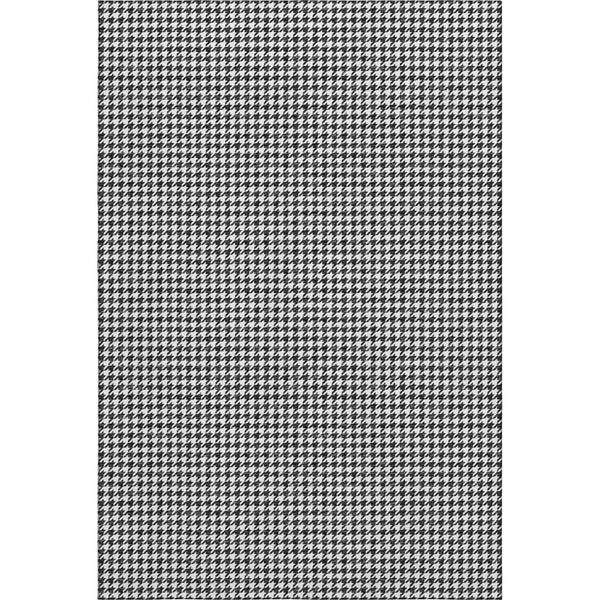 HomeRoots 10' Stylish Black and White Houndstooth Area Rug - Washable, UV Protected, Perfect for High-Traffic Spaces 645175