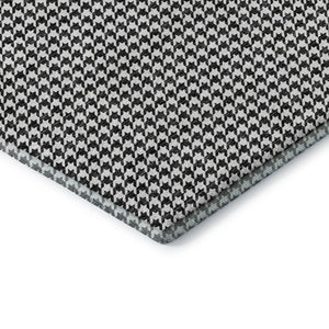 HomeRoots 10' Stylish Black and White Houndstooth Area Rug - Washable, UV Protected, Perfect for High-Traffic Spaces 645175