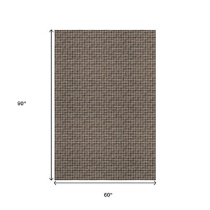 HomeRoots 5' X 8' Chocolate & Coffee Houndstooth Area Rug - Washable, UV-Protected & Durable for Active Homes 645177