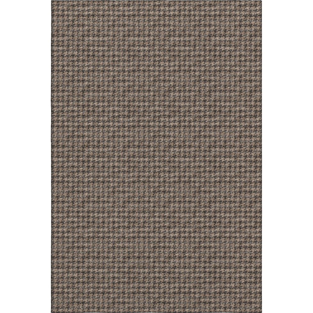 HomeRoots 5' X 8' Chocolate & Coffee Houndstooth Area Rug - Washable, UV-Protected & Durable for Active Homes 645177