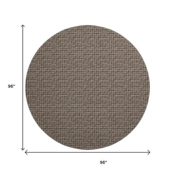 HomeRoots 8' Chocolate And Coffee Houndstooth Round Rug - Stylish, Washable, UV-Protected for High-Traffic Areas 645178