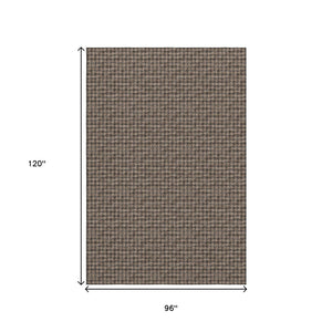 HomeRoots 8' X 10' Chocolate Houndstooth Area Rug - Washable, UV-Protected, Durable & Stylish for Any Room 645179