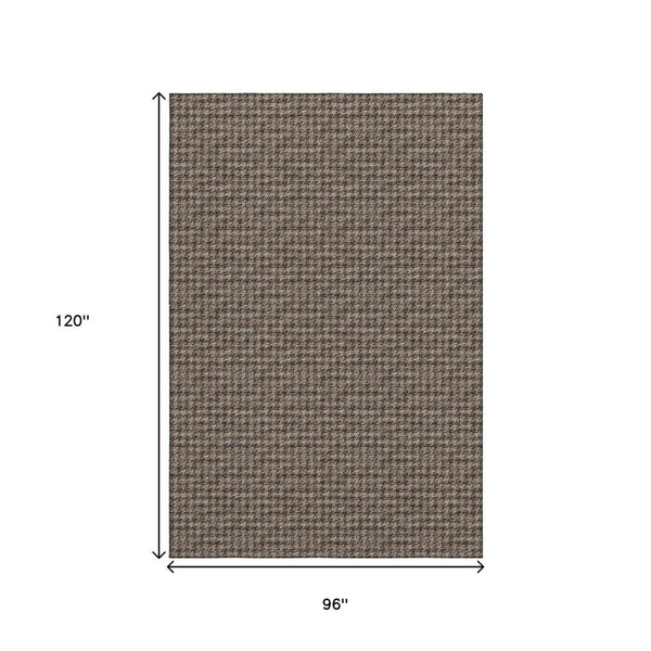 HomeRoots 8' X 10' Chocolate Houndstooth Area Rug - Washable, UV-Protected, Durable & Stylish for Any Room 645179