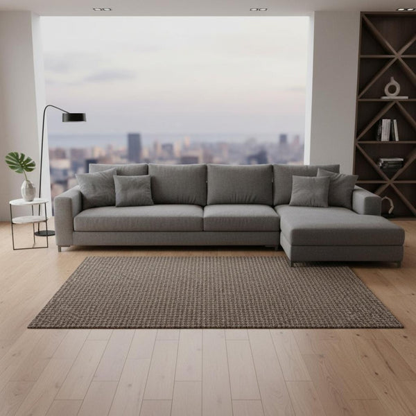HomeRoots 8' X 10' Chocolate Houndstooth Area Rug - Washable, UV-Protected, Durable & Stylish for Any Room 645179