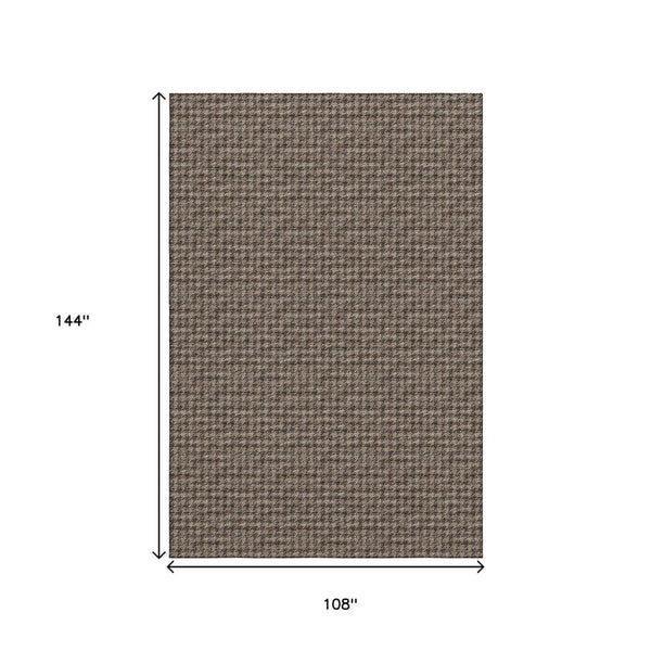 HomeRoots 9' X 12' Houndstooth Area Rug in Chocolate & Coffee – Stain Resistant, UV Protected, Machine Washable! 645180