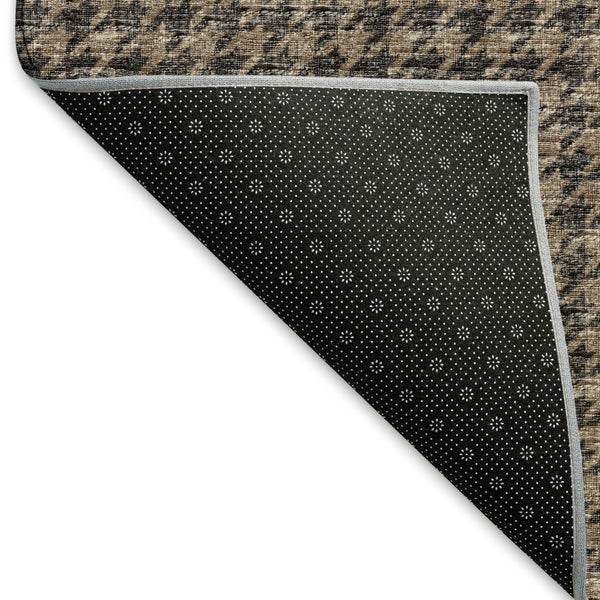 HomeRoots 9' X 12' Houndstooth Area Rug in Chocolate & Coffee – Stain Resistant, UV Protected, Machine Washable! 645180