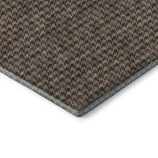 HomeRoots 9' X 12' Houndstooth Area Rug in Chocolate & Coffee – Stain Resistant, UV Protected, Machine Washable! 645180