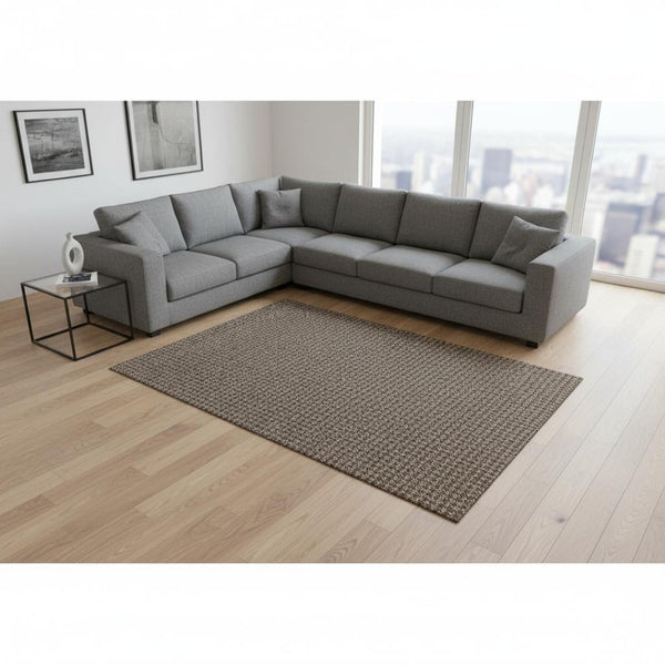 HomeRoots 9' X 12' Houndstooth Area Rug in Chocolate & Coffee – Stain Resistant, UV Protected, Machine Washable! 645180