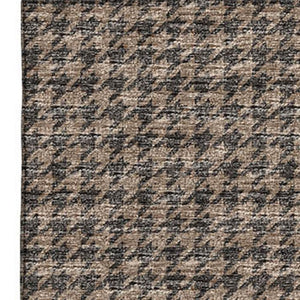 HomeRoots 9' X 12' Houndstooth Area Rug in Chocolate & Coffee – Stain Resistant, UV Protected, Machine Washable! 645180