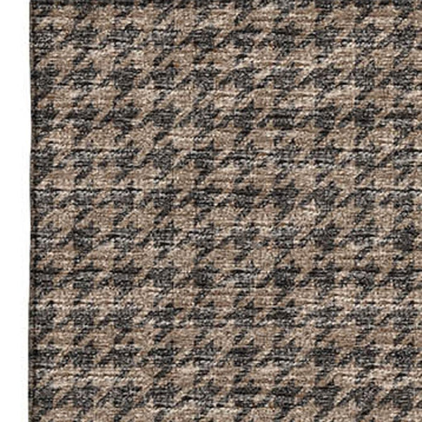 HomeRoots 9' X 12' Houndstooth Area Rug in Chocolate & Coffee – Stain Resistant, UV Protected, Machine Washable! 645180