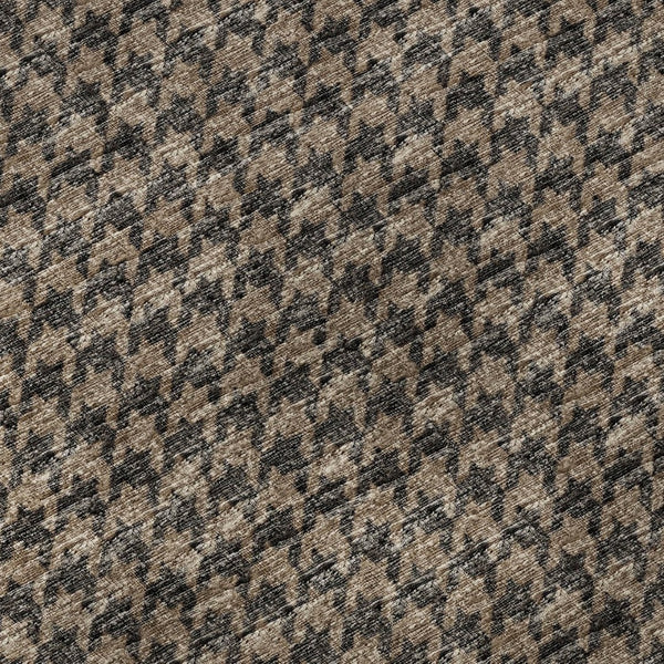 HomeRoots 10' X 14' Chocolate Houndstooth Area Rug - Washable, UV Protected, Stain Resistant for Busy Homes 645181