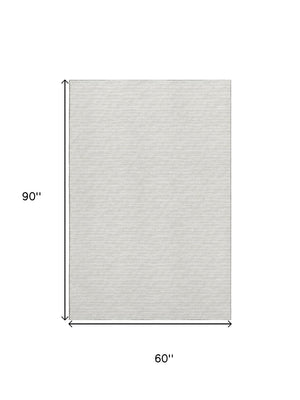 HomeRoots 5' X 8' Linen and Ivory Striped Area Rug – Stain Resistant, Machine Washable, UV Protected for Busy Homes 645183