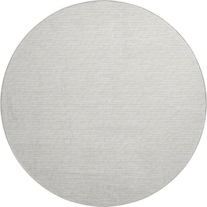 HomeRoots 8' Linen and Ivory Striped Round Rug - Washable, UV-Protected, Stain-Resistant for Active Homes 645184