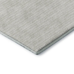 HomeRoots 8' Linen and Ivory Striped Round Rug - Washable, UV-Protected, Stain-Resistant for Active Homes 645184