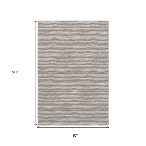 HomeRoots 5' X 8' Durable Taupe and Ivory Striped Area Rug – Washable, UV-Protected, Perfect for High-Traffic Spaces! 645189