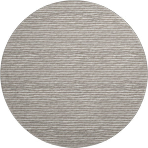 HomeRoots 8' Taupe and Ivory Striped Washable Round Rug – Durable, Stain-Resistant, UV Protected for Any Room 645190