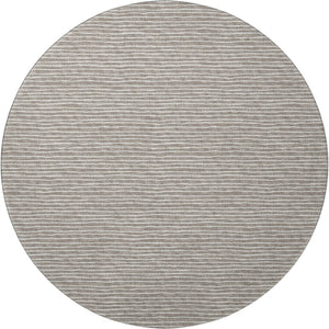 HomeRoots 8' Taupe and Ivory Striped Washable Round Rug – Durable, Stain-Resistant, UV Protected for Any Room 645190