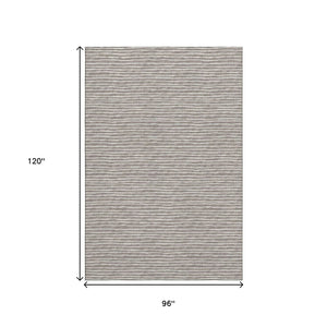 HomeRoots 8' X 10' Taupe and Ivory Striped Washable Area Rug – Durable, UV Protected, Easy Care for Family Spaces 645191