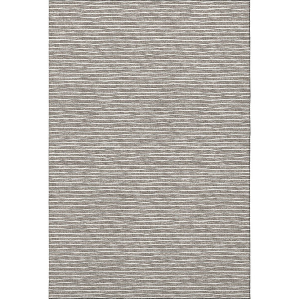 HomeRoots 8' X 10' Taupe and Ivory Striped Washable Area Rug – Durable, UV Protected, Easy Care for Family Spaces 645191