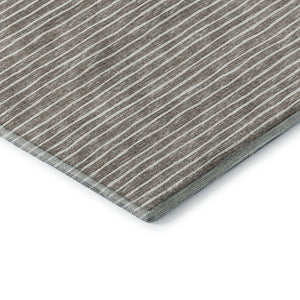 HomeRoots 9' X 12' Taupe & Ivory Striped Washable Area Rug - Stylish, Durable, UV Protected for Busy Homes 645192