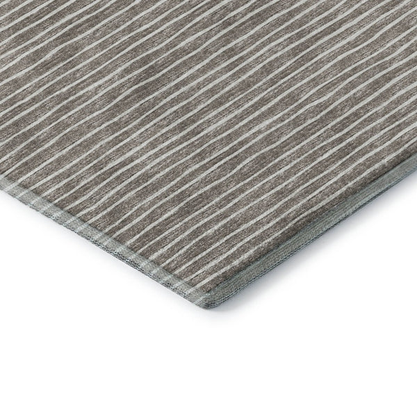 HomeRoots 9' X 12' Taupe & Ivory Striped Washable Area Rug - Stylish, Durable, UV Protected for Busy Homes 645192