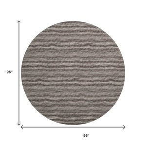 HomeRoots 8' Chocolate and Ivory Striped Washable Round Rug – UV Protected, Stain Resistant, Durable Design 645196
