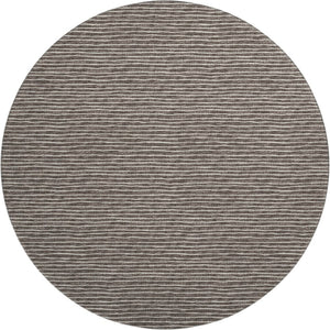 HomeRoots 8' Chocolate and Ivory Striped Washable Round Rug – UV Protected, Stain Resistant, Durable Design 645196