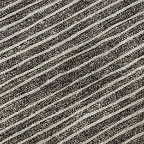 HomeRoots 8' Chocolate and Ivory Striped Washable Round Rug – UV Protected, Stain Resistant, Durable Design 645196