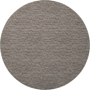 HomeRoots 8' Chocolate and Ivory Striped Washable Round Rug – UV Protected, Stain Resistant, Durable Design 645196