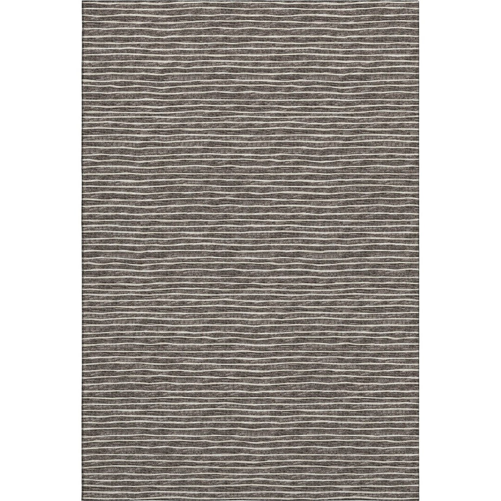 HomeRoots 8' X 10' Chocolate and Ivory Striped Area Rug – Stylish, Washable, UV-Protected for Busy Homes! 645197
