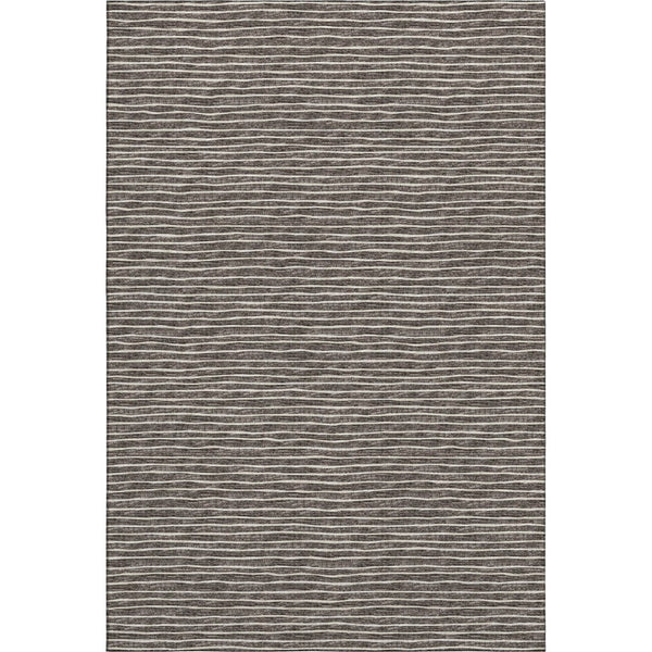 HomeRoots 8' X 10' Chocolate and Ivory Striped Area Rug – Stylish, Washable, UV-Protected for Busy Homes! 645197