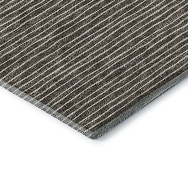 HomeRoots 8' X 10' Chocolate and Ivory Striped Area Rug – Stylish, Washable, UV-Protected for Busy Homes! 645197