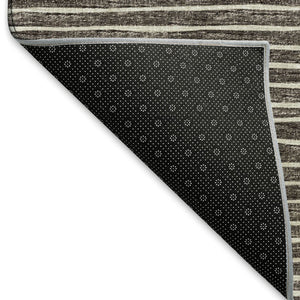 HomeRoots 9' Chocolate and Ivory Striped Washable Area Rug - Durable, Stain-Resistant, UV Protected Design 645198