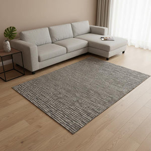 HomeRoots 9' Chocolate and Ivory Striped Washable Area Rug - Durable, Stain-Resistant, UV Protected Design 645198