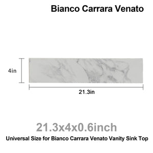 English Elm 22" 22" x 4" Bathroom Sink Side Splash Bianco Carrara Wenato Sintered Stone Durable Stain-Resistant Finish W509P211131