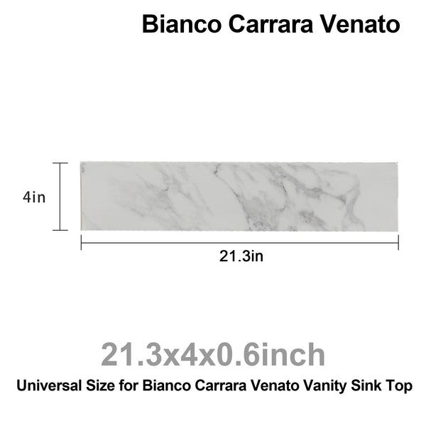 English Elm 22" 22" x 4" Bathroom Sink Side Splash Bianco Carrara Wenato Sintered Stone Durable Stain-Resistant Finish W509P211131