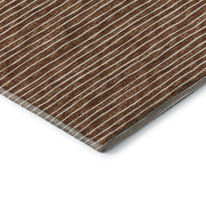 HomeRoots 5' X 8' Striped Rust and Ivory Area Rug - Machine Washable, UV Protected, Perfect for Family Living 645201