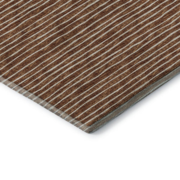HomeRoots 5' X 8' Striped Rust and Ivory Area Rug - Machine Washable, UV Protected, Perfect for Family Living 645201
