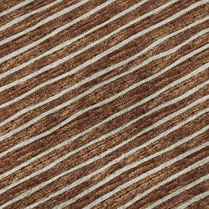 HomeRoots 5' X 8' Striped Rust and Ivory Area Rug - Machine Washable, UV Protected, Perfect for Family Living 645201
