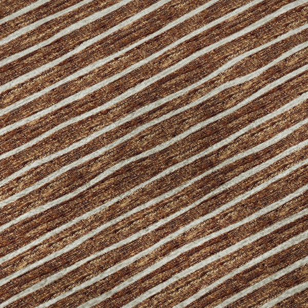HomeRoots 5' X 8' Striped Rust and Ivory Area Rug - Machine Washable, UV Protected, Perfect for Family Living 645201